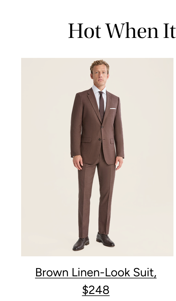 Brown Linen-Look Suit,$248