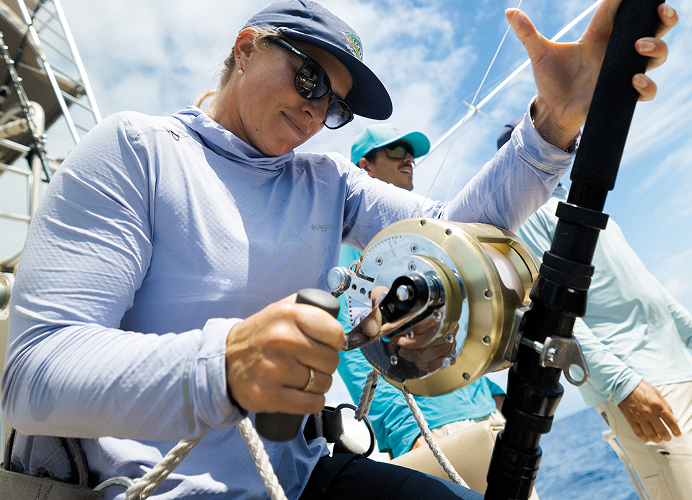 A woman fishing