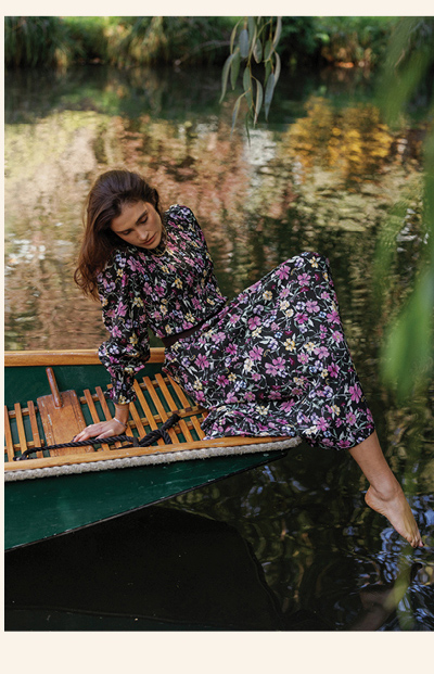 Brooke Shirred Long Sleeve Dress