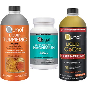 Qunol Liquid Turmeric, CoQ10, or Extra Strength Magnesium Capsules