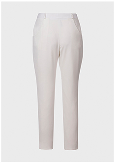 White Ankle Length Pants in Crepe With Slim Leg