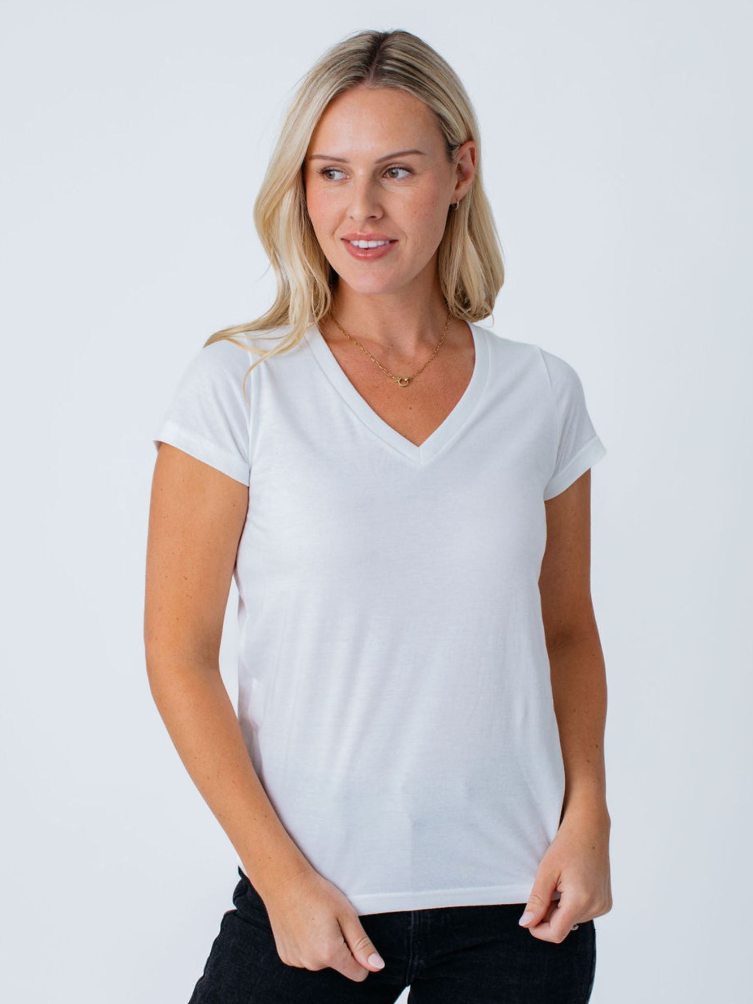 Image of Women's White V-Neck