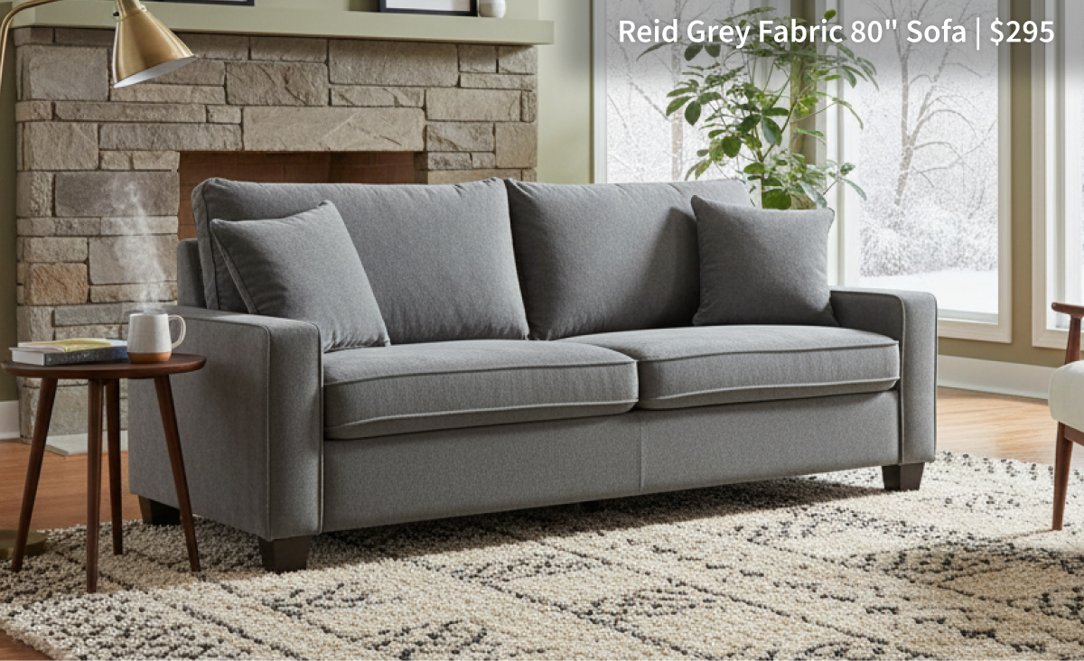 Reid Grey Fabric 80 Sofa | $295