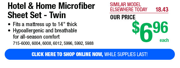 Hotel & Home Microfiber Sheet Set - Twin - FREE Shipping To Store!