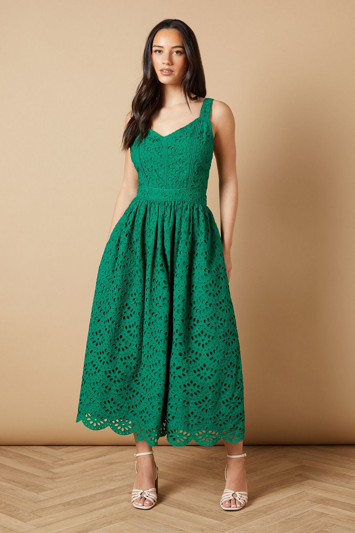 Embroidered Broderie Midi Dress
