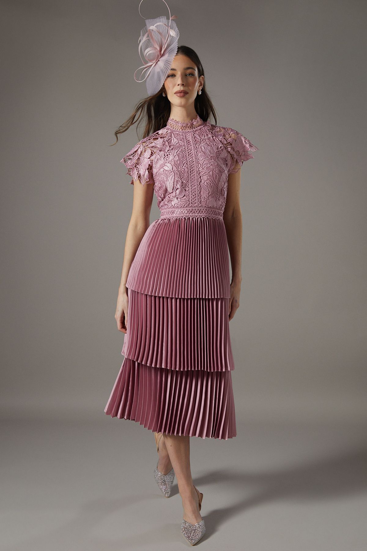 Satin Lace Tiered Dress