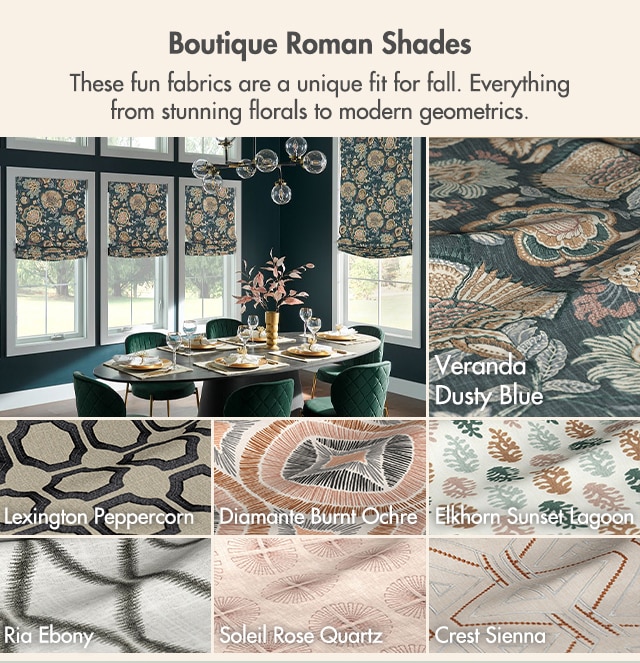 Boutique Roman Shades with Patterns