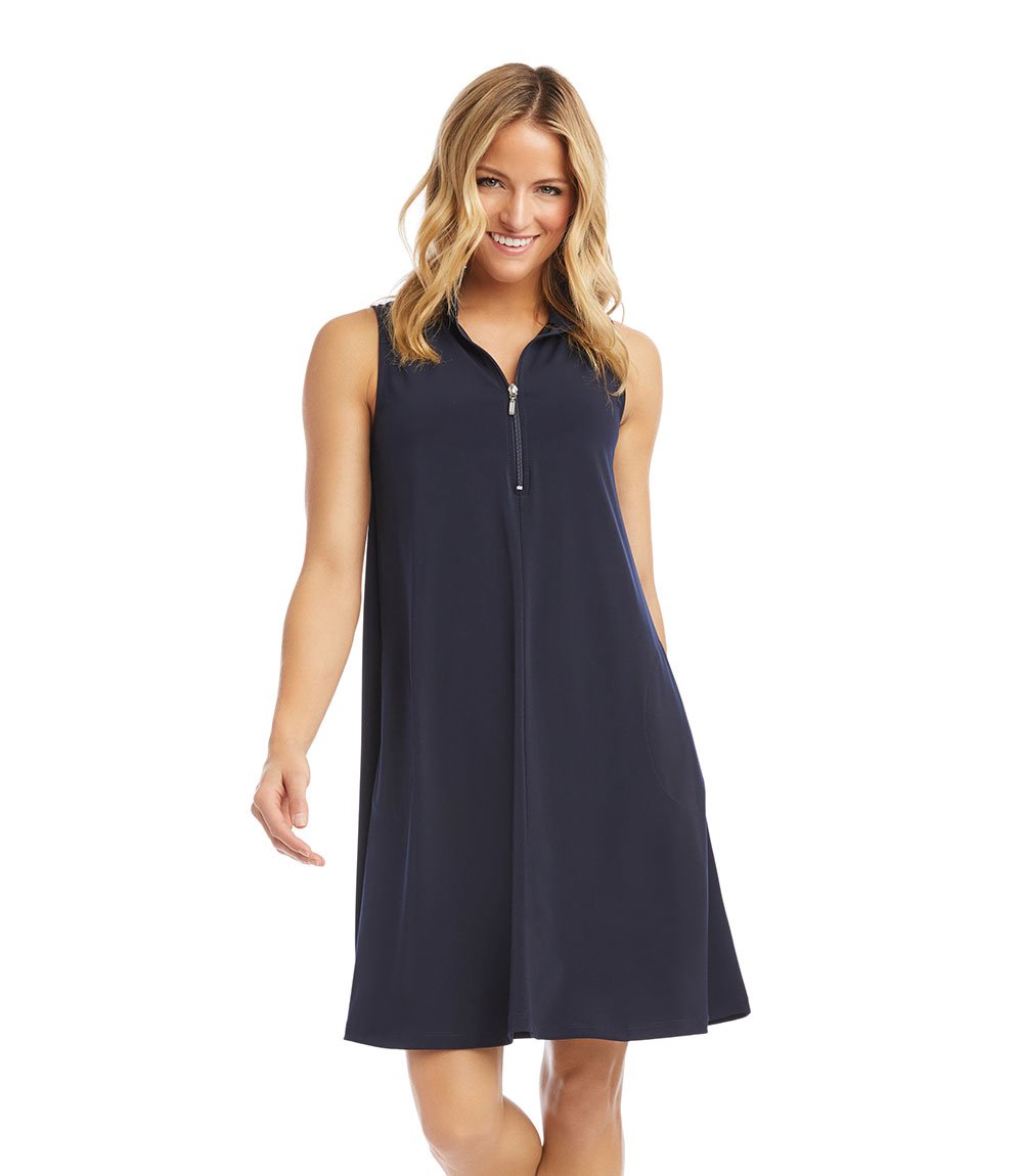 Image of Sleeveless Zip-Up Travel Dress