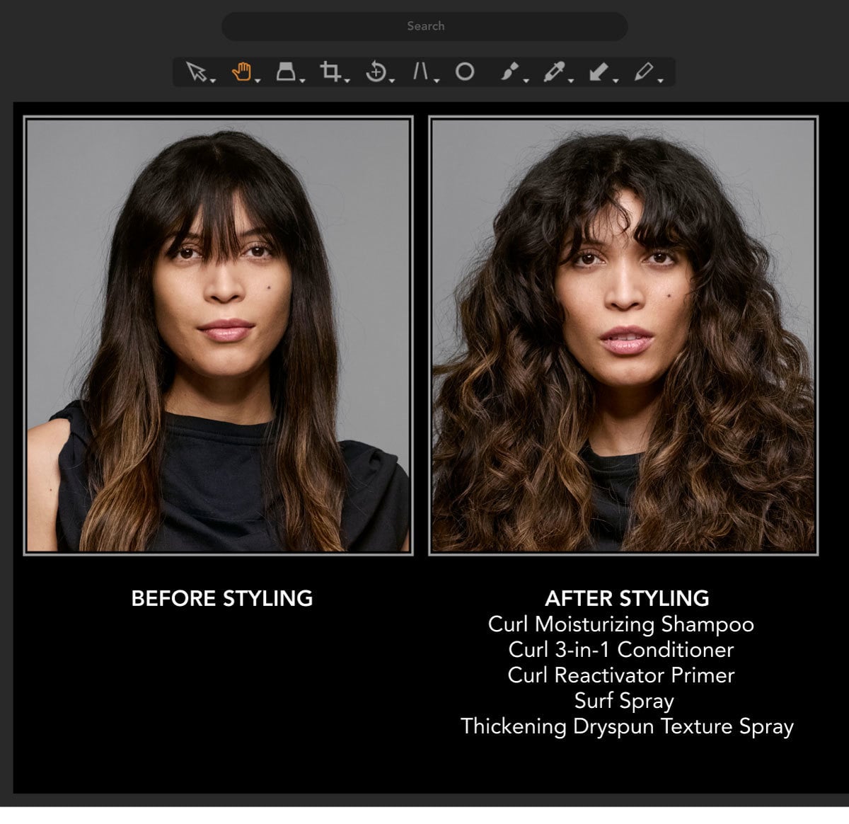 Before Styling | AFTER STYLING Curl Moisturizing Shampoo Curl 3-in-1 Conditioner Curl Reactivator Primer Surf Spray Thickening Dryspun Texture Spray