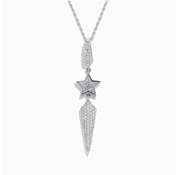 18K White Gold Diamond Shooting Star Lariat Pendant