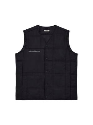 Flower-Warmth Quilted Gilet—black