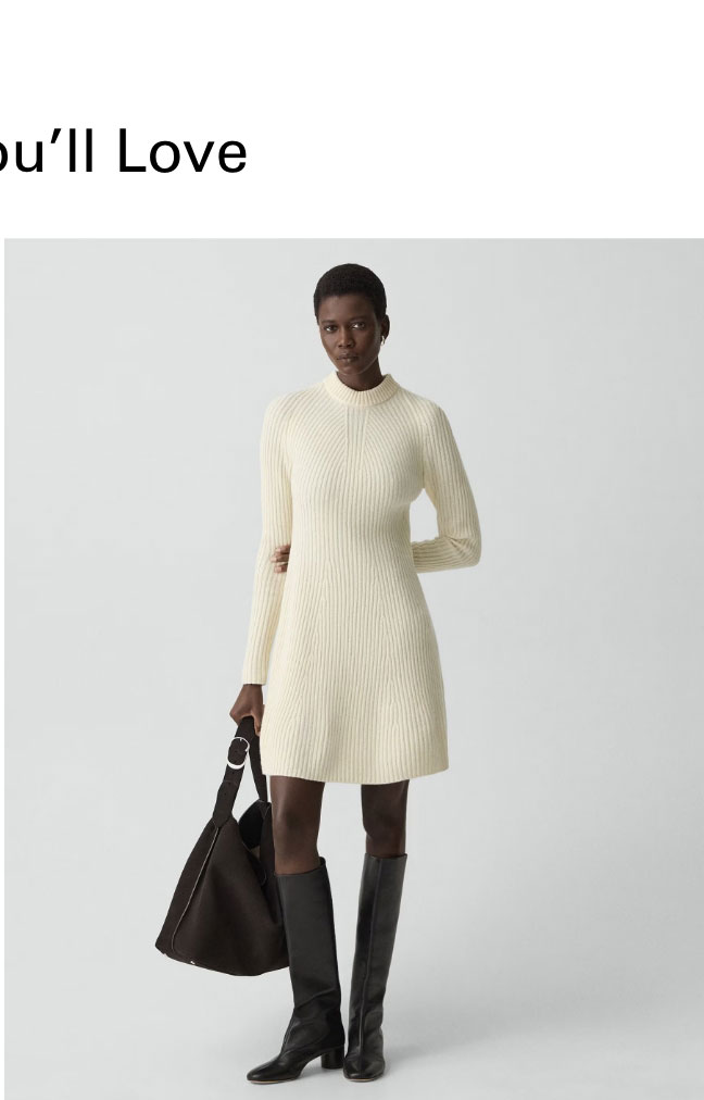 Ribbed Sweater Dress in Felted Wool-Cashmere