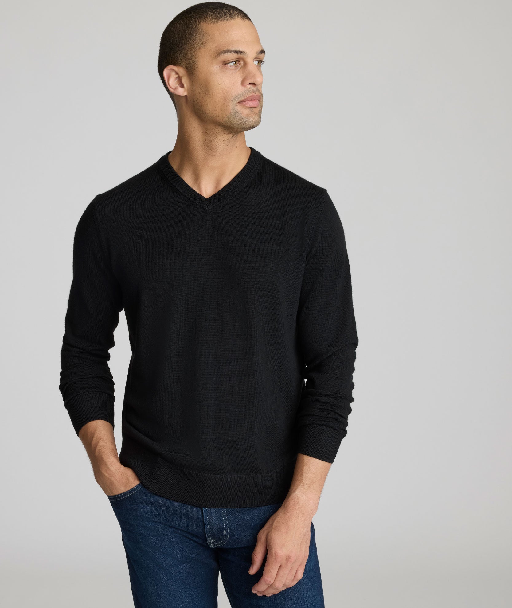 Image of Merino Wool V-Neck Sweater