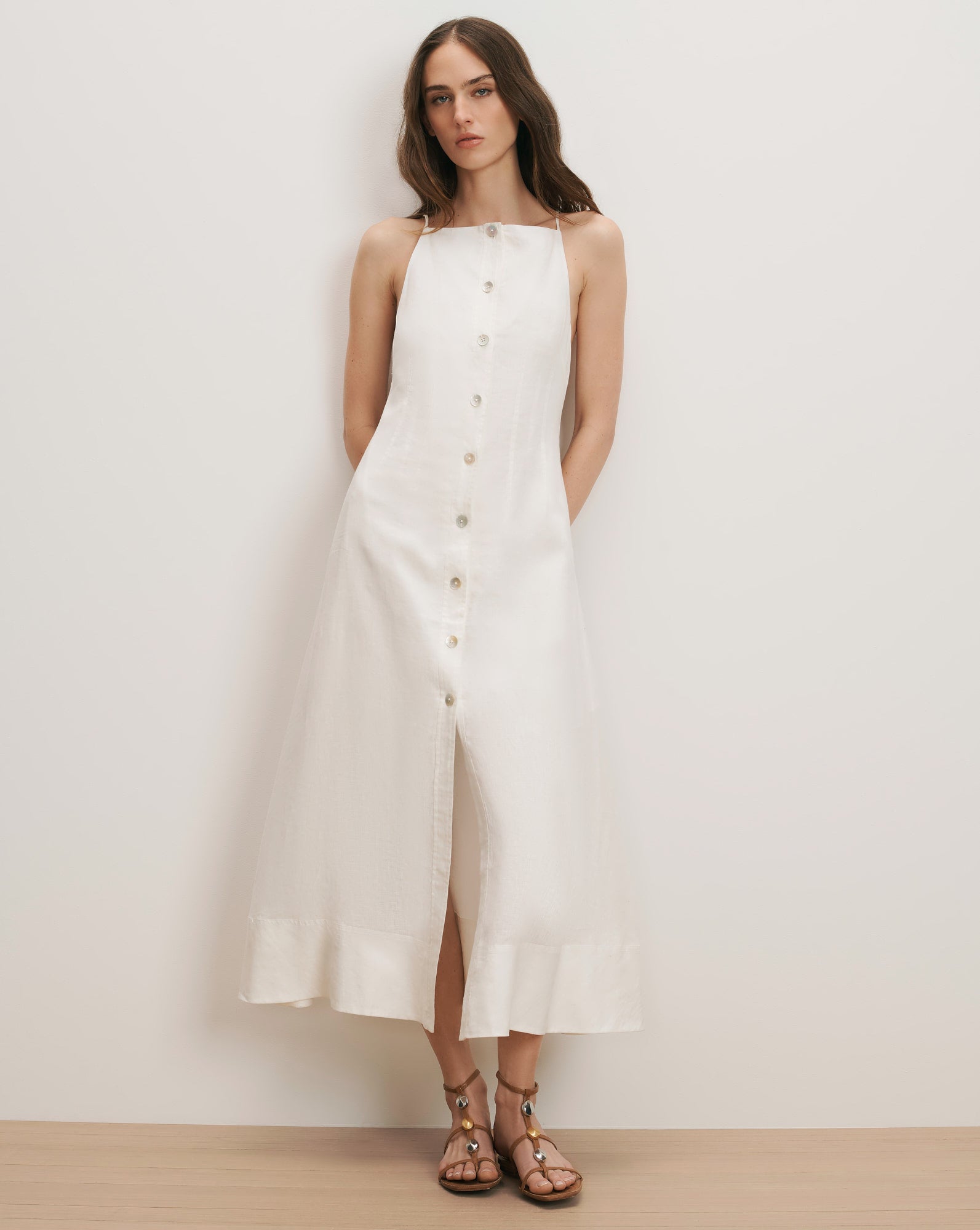 Image of Georges Linen Midi Dress