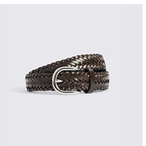 Brown Leather Woven Belt