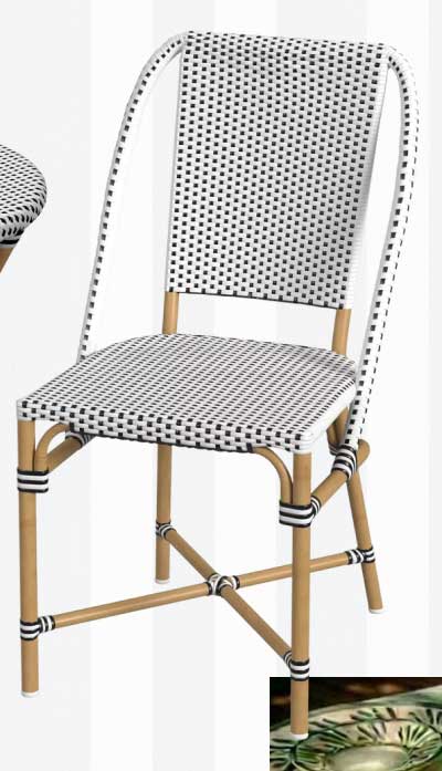 Lily French Country Black Woven Rattan Outdoor Bistro Dining Chair