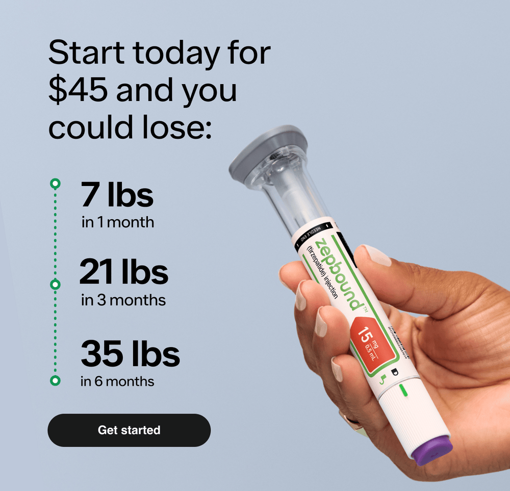 Start today for $45 and you could lose: 7 lbs in 1 month | 21 lbs in 3 months | 35 lbs in 6 months | Get started