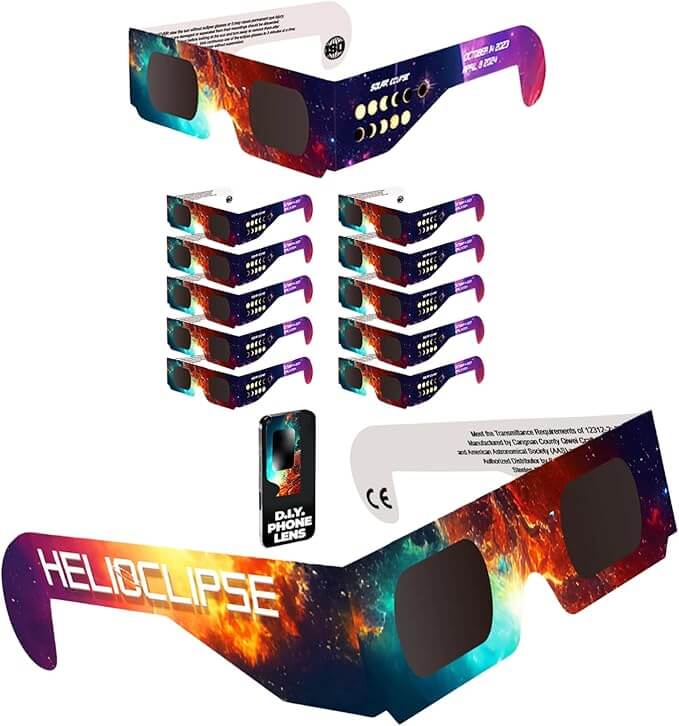 Helioclipse Solar Eclipse Viewing Glasses, 12-Pack