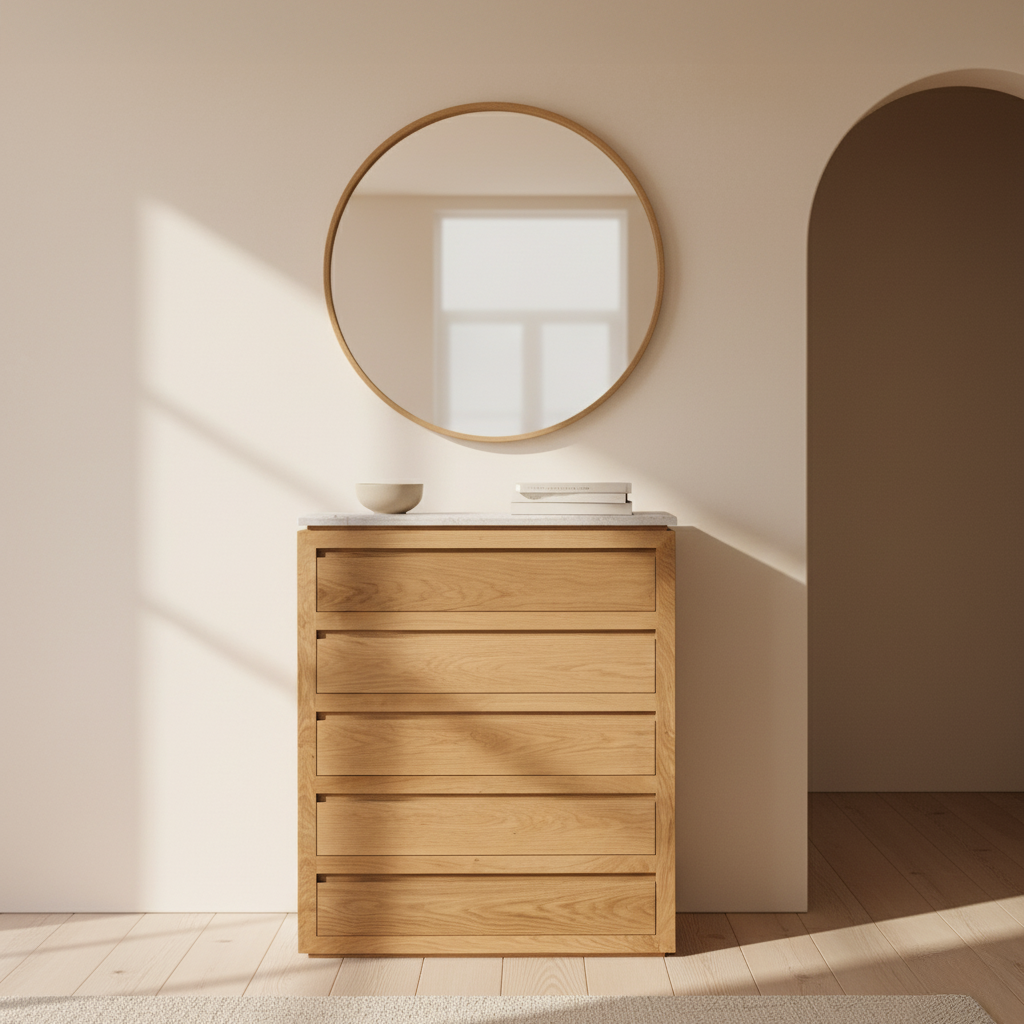 Image of Sofita 5 Drawer Chest - White Oak