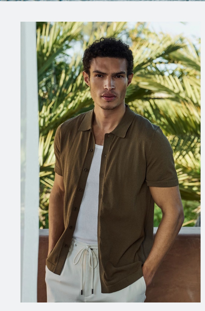 Riviera Knit Button Up - Capers
