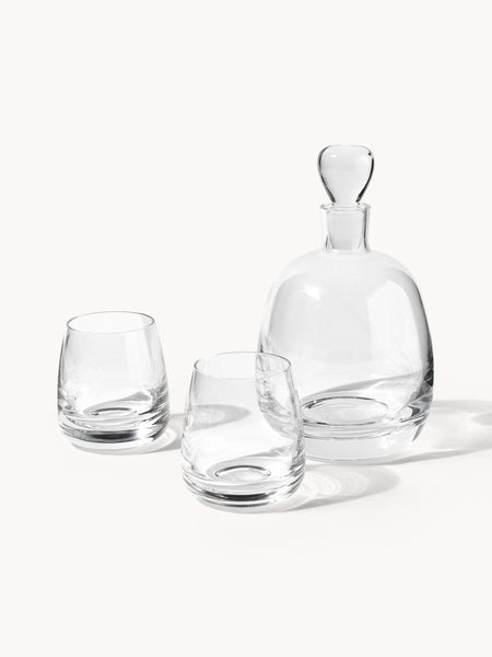 Set decanter e bicchieri in vetro soffiato Pedro 3 pz