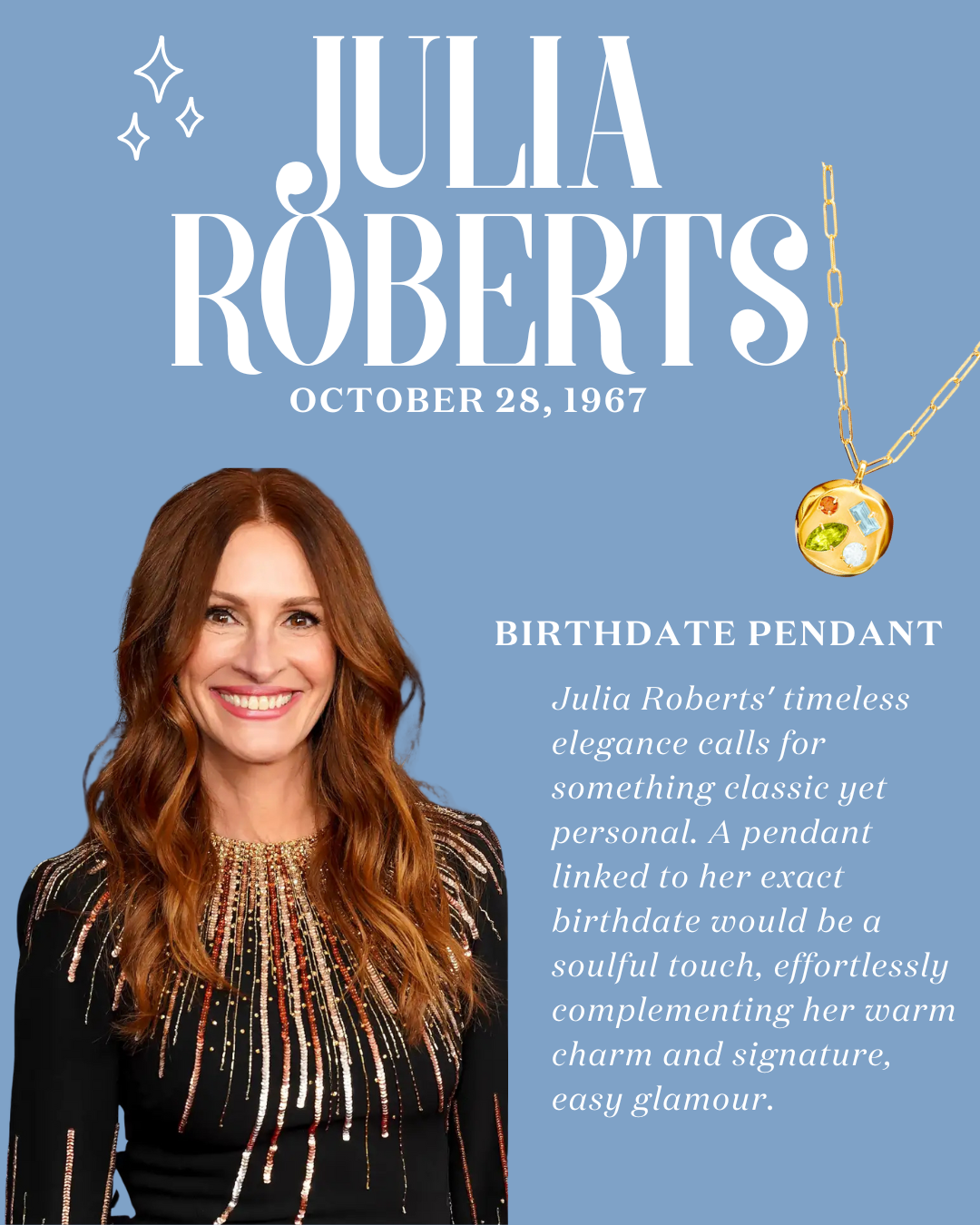 Julia Roberts- Birthdate Pendant