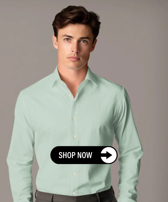 Mint Houndstooth Print Shirt