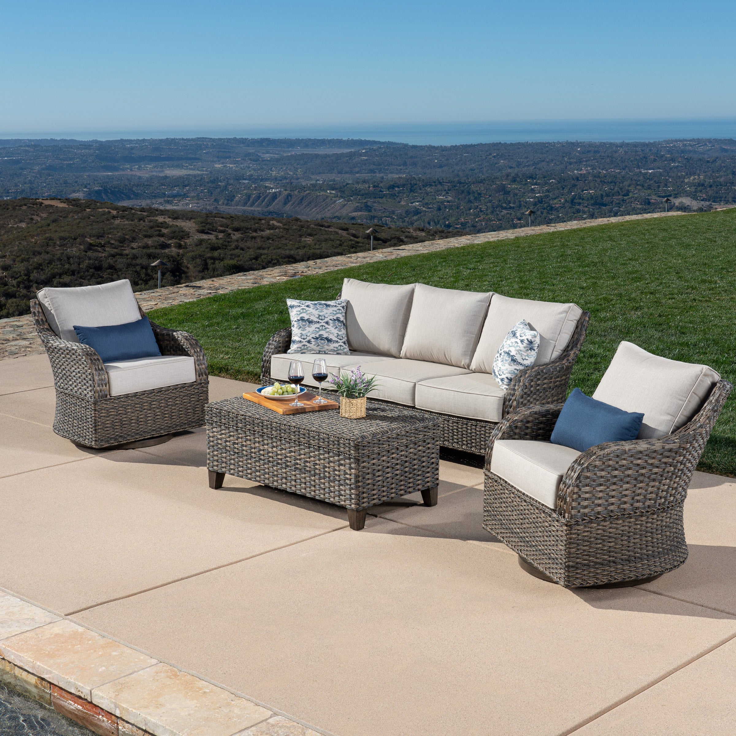 Grand Leisure Westlake 4-Piece Outdoor Patio Swivel Seating Set