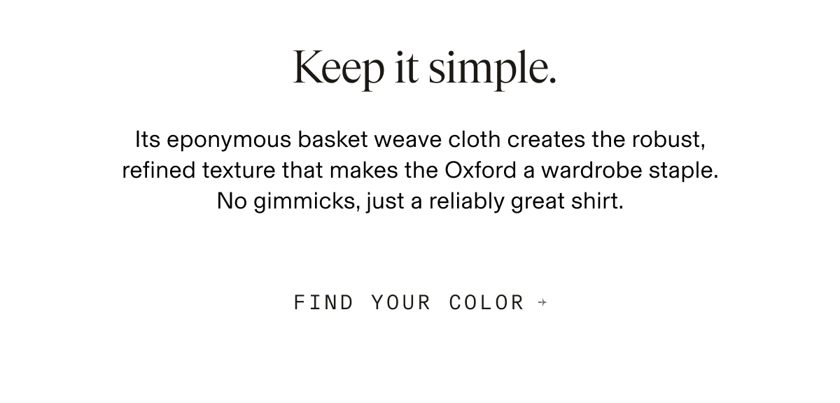 White oxford cloth button-down shirt on a plain background with text describing its breathable cotton, reinforced placket, button-down collar, and flattering fit.