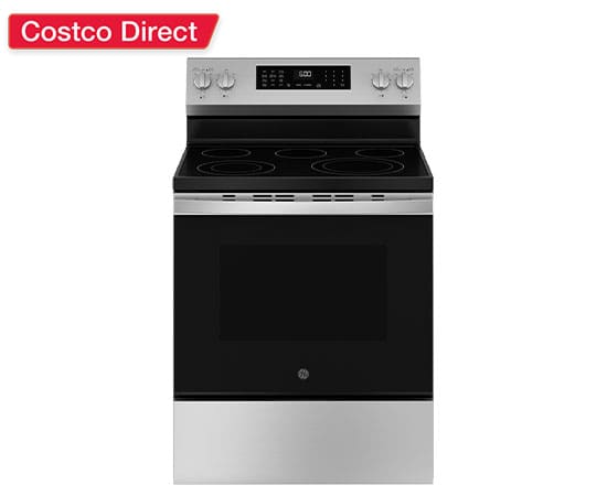 GE 30-inch 5.3 cu. ft. Free-Standing Electric Convection Range with No Preheat Air Fry and EasyWash Oven Tray