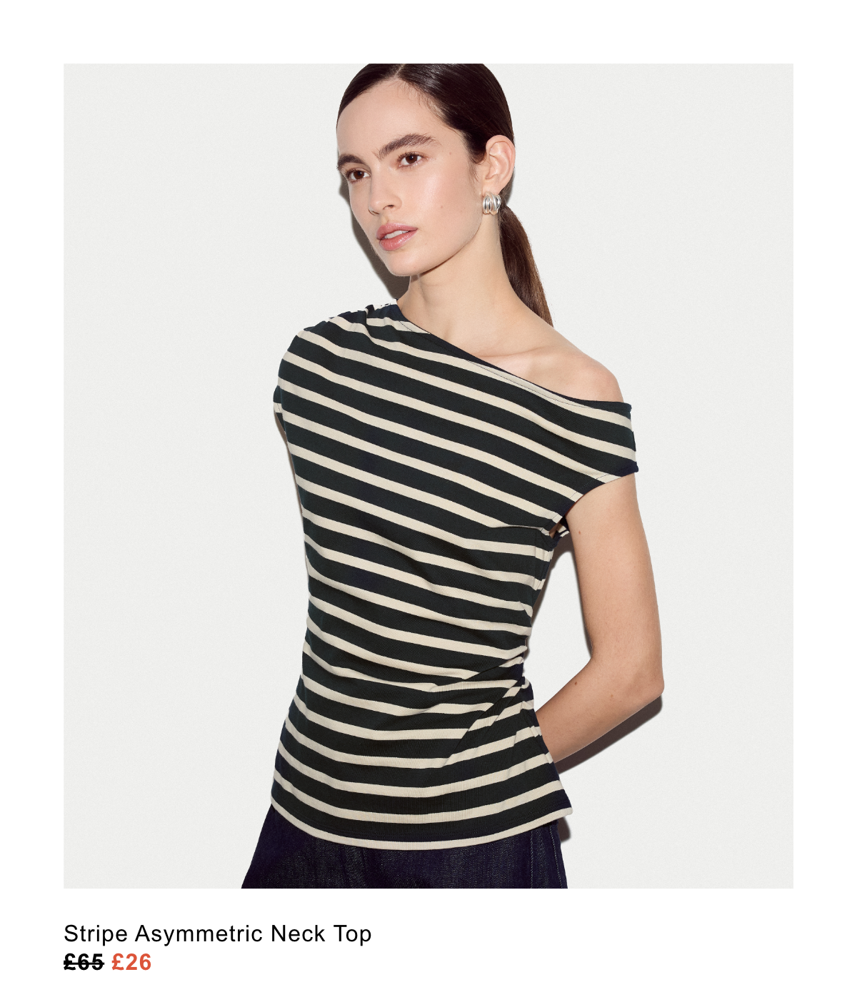Stripe Asymmetric Neck Top