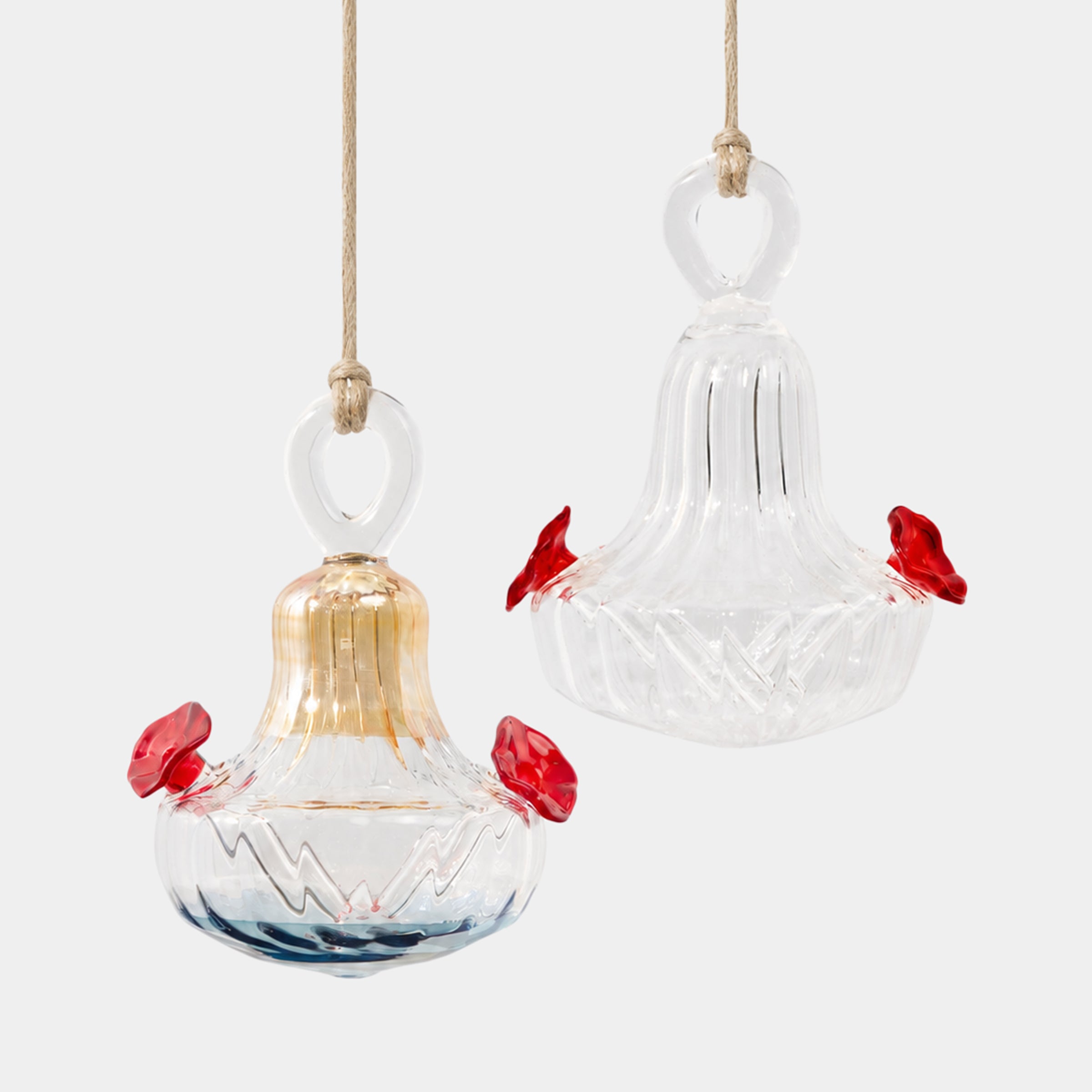 Image of Blown Glass Top Feeding Hummingbird Feeder