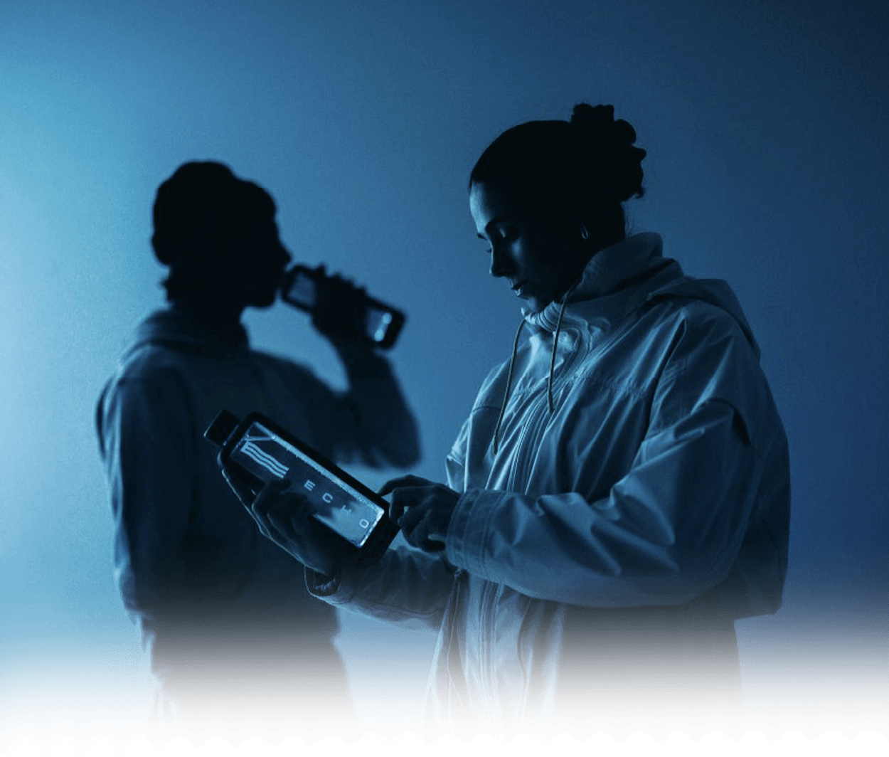 A man and a woman with an Echo Flask