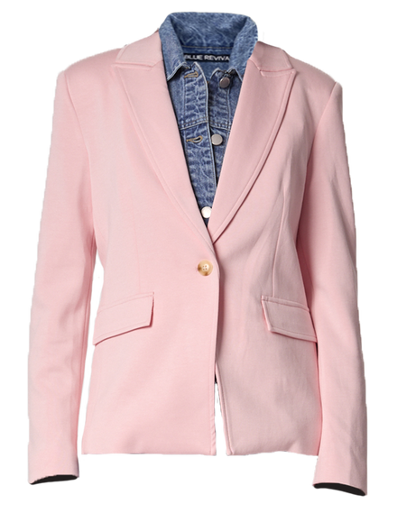 Helen Blazer With Removable Denim Insert - Pale Pink
