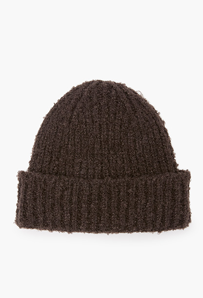 Chocolate Boucle Beanie Hat