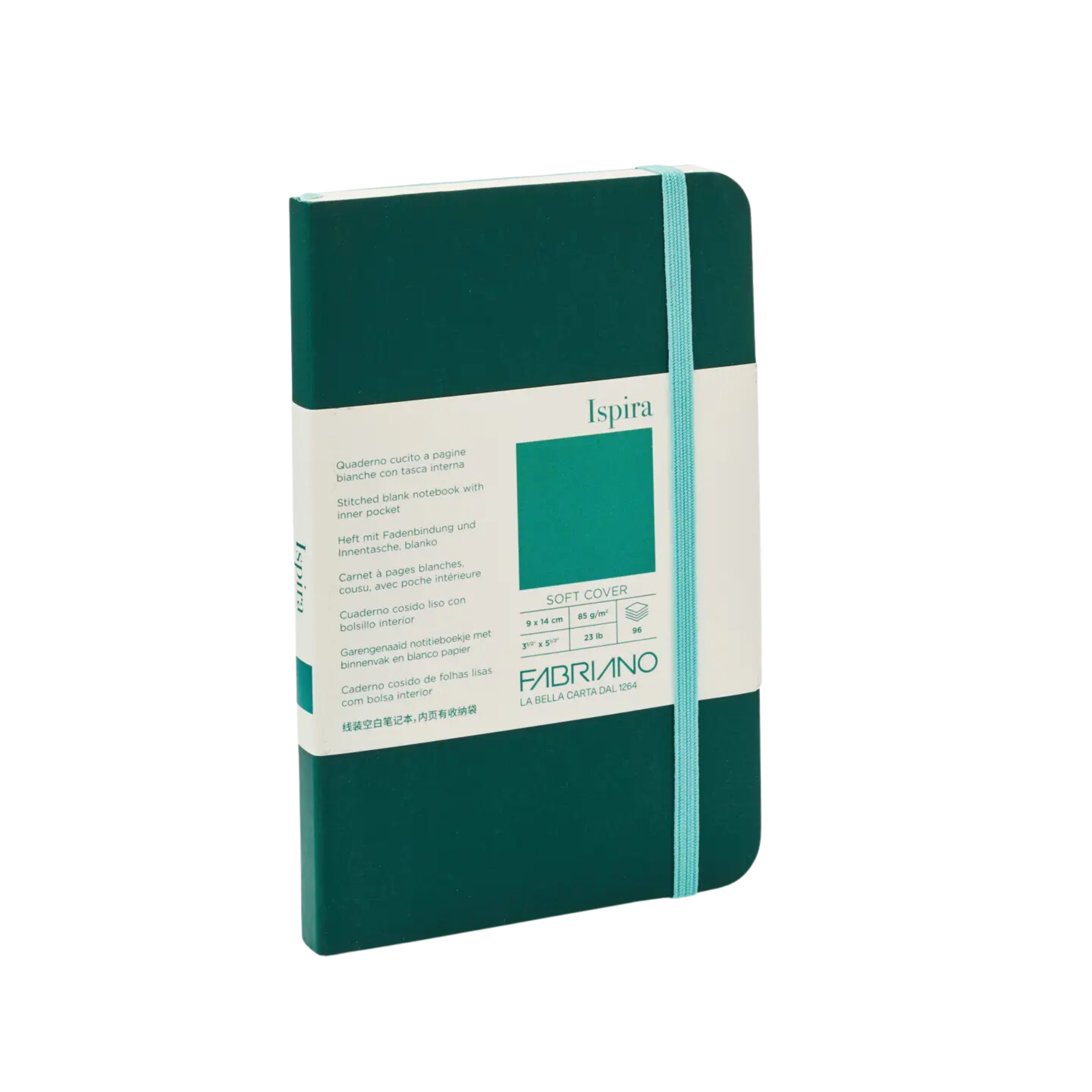 Image of Fabriano Ispira Soft-Cover Notebook, Pocket, Blank, Green