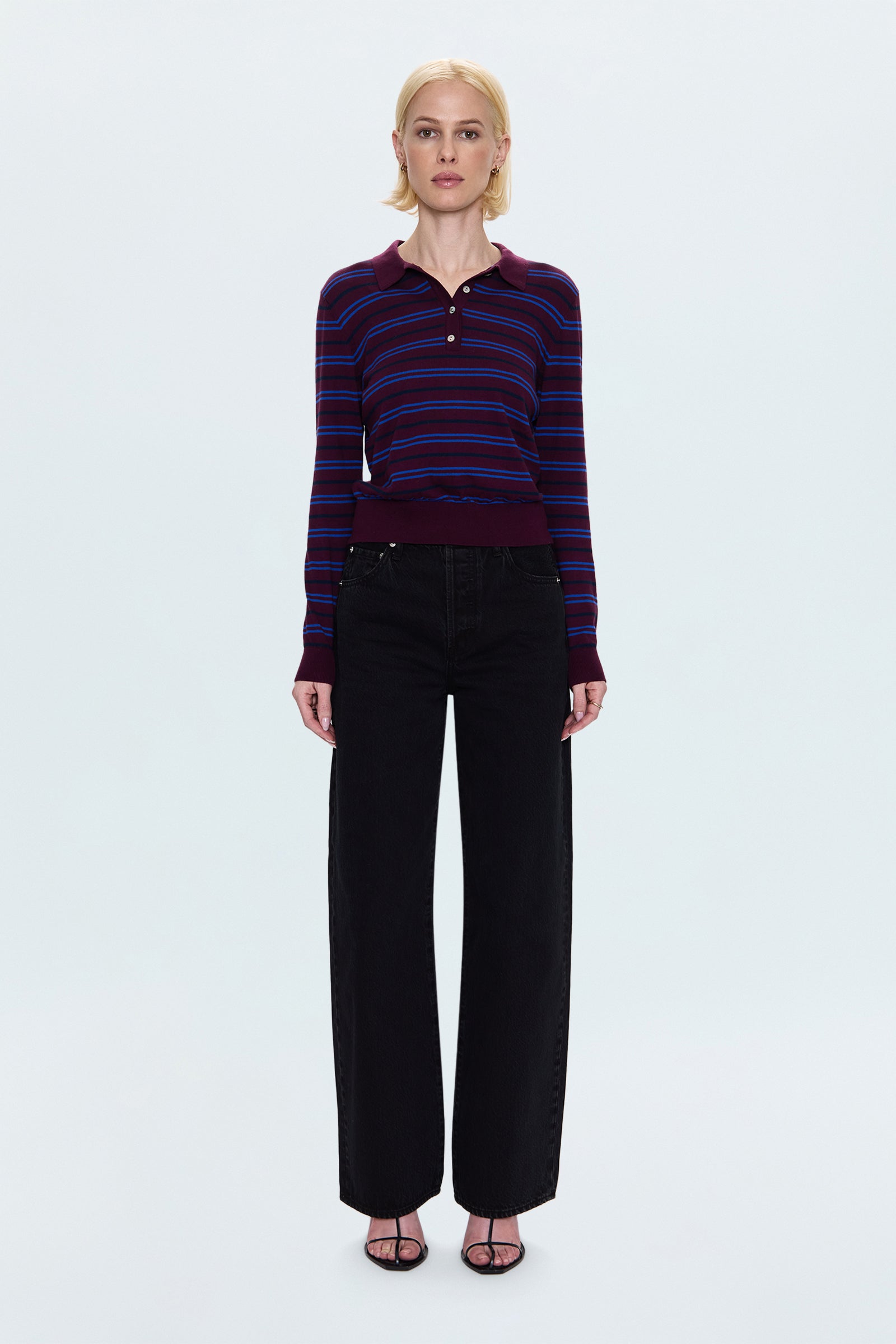 Image of Tate High Rise Bowed Wide Leg Jean - Midnight Hour