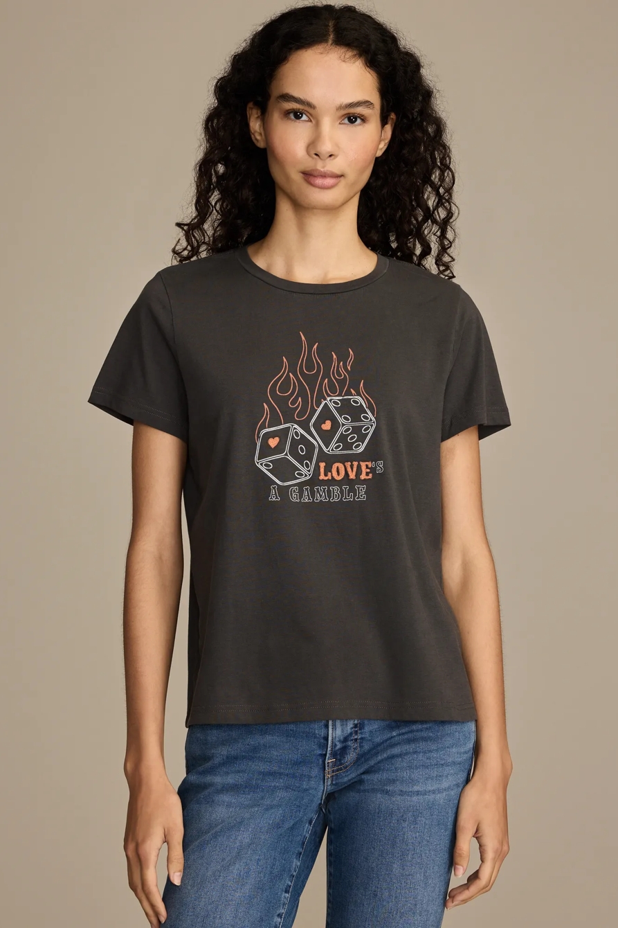 Image of Lucky Brand Loves A Gamble Classic Crew in Pirate Black