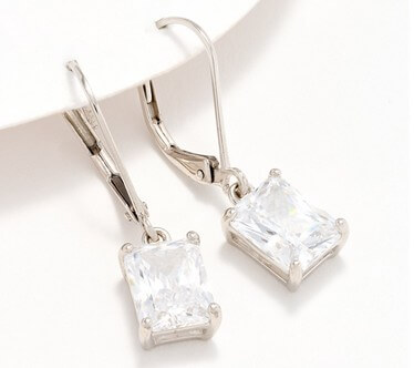 Diamonique Classics Leverback Earrings, Sterling Silver