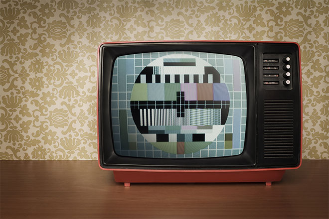A TV showing a standby image on its screen.