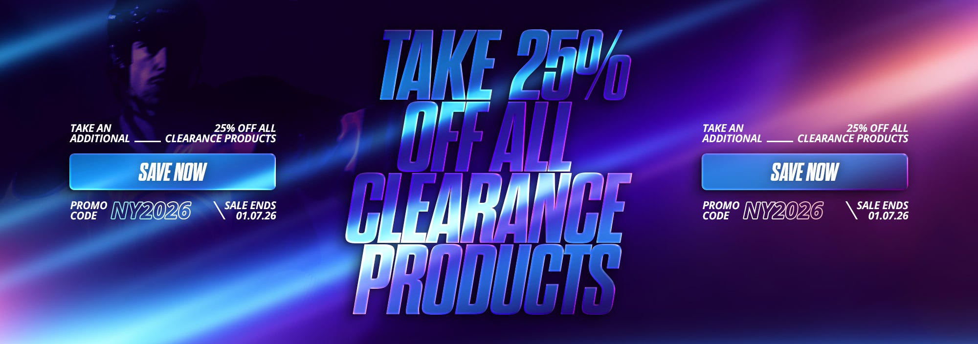 Take 25% off all clearance products. Promo code NY2026. Sale ends 1/7/26.