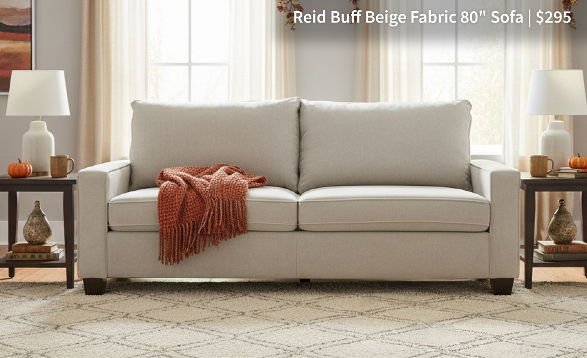 Reid Buff Beige Fabric 80inch Sofa | $295