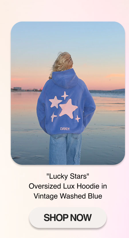"Lucky Stars" Oversized Lux Hoodie in Vintage Washed Blue