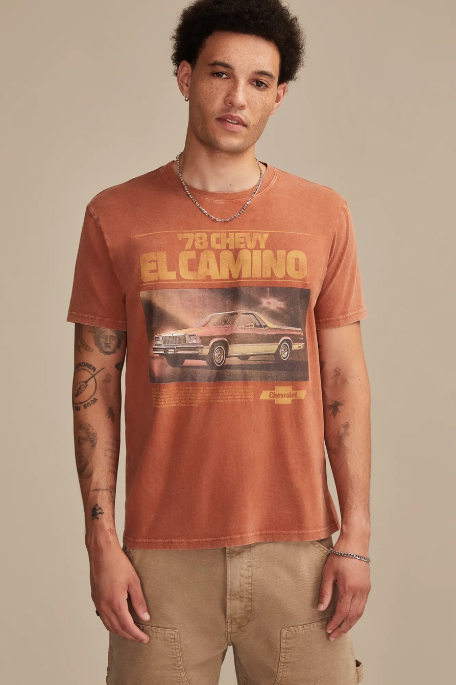 Image of Lucky Brand Chevy El Camino Tee - Men's Clothing Tops Shirts Tee Graphic T Shirts in Ginger Bread