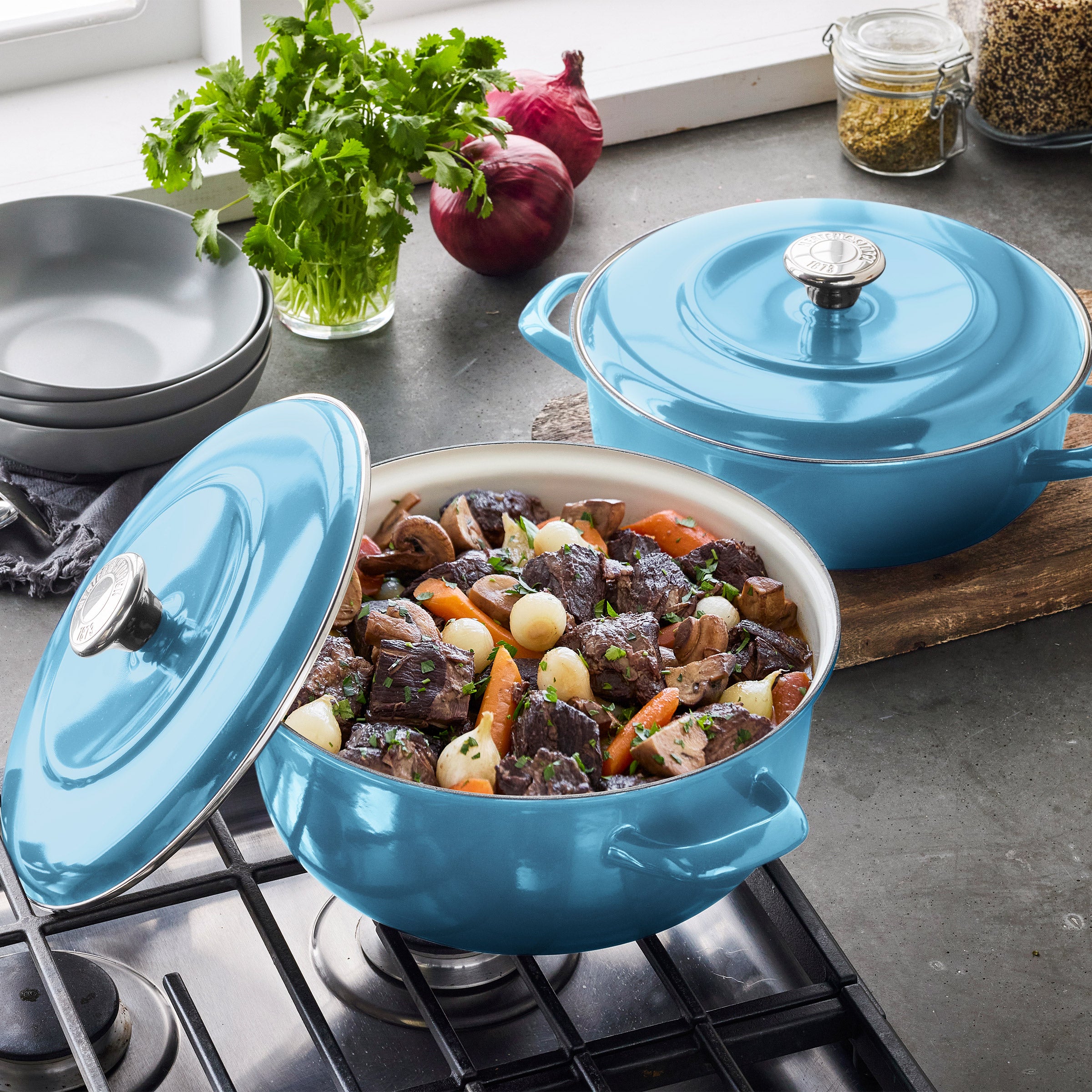 Merten & Storck 5.5-Quart Dutch Oven with Lid, 3.7-Quart Braiser with Lid, 2-Pack