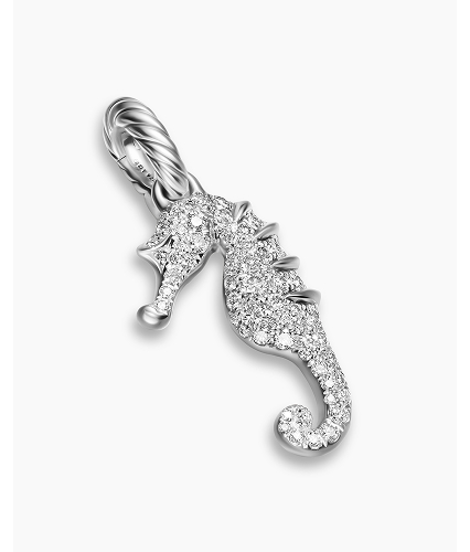 Seahorse AmuletSterling Silver with Diamonds, 22mm