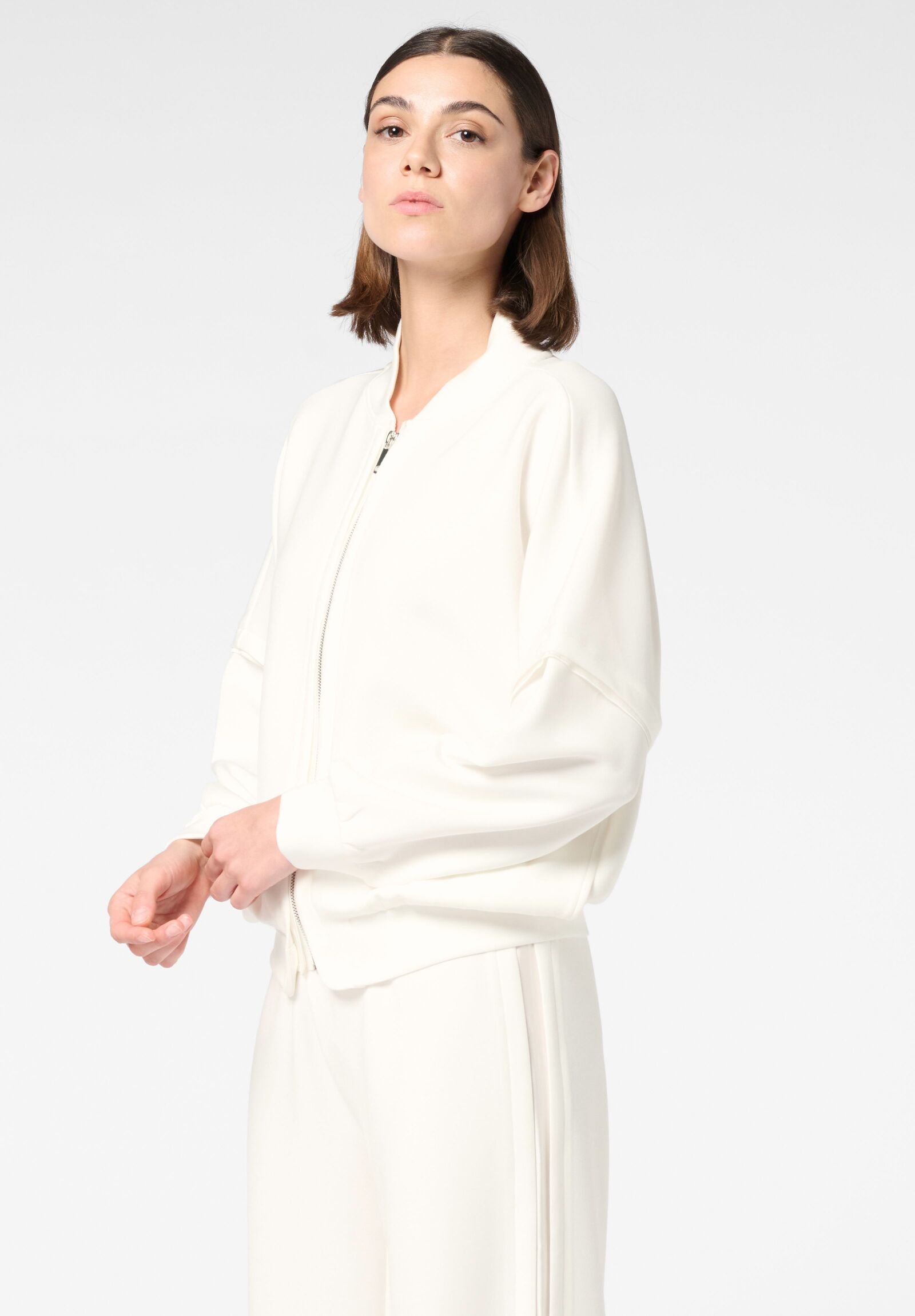 Image of Modal Boarding Pass Technical Fabric Zip Sweatshirt - Ivory
