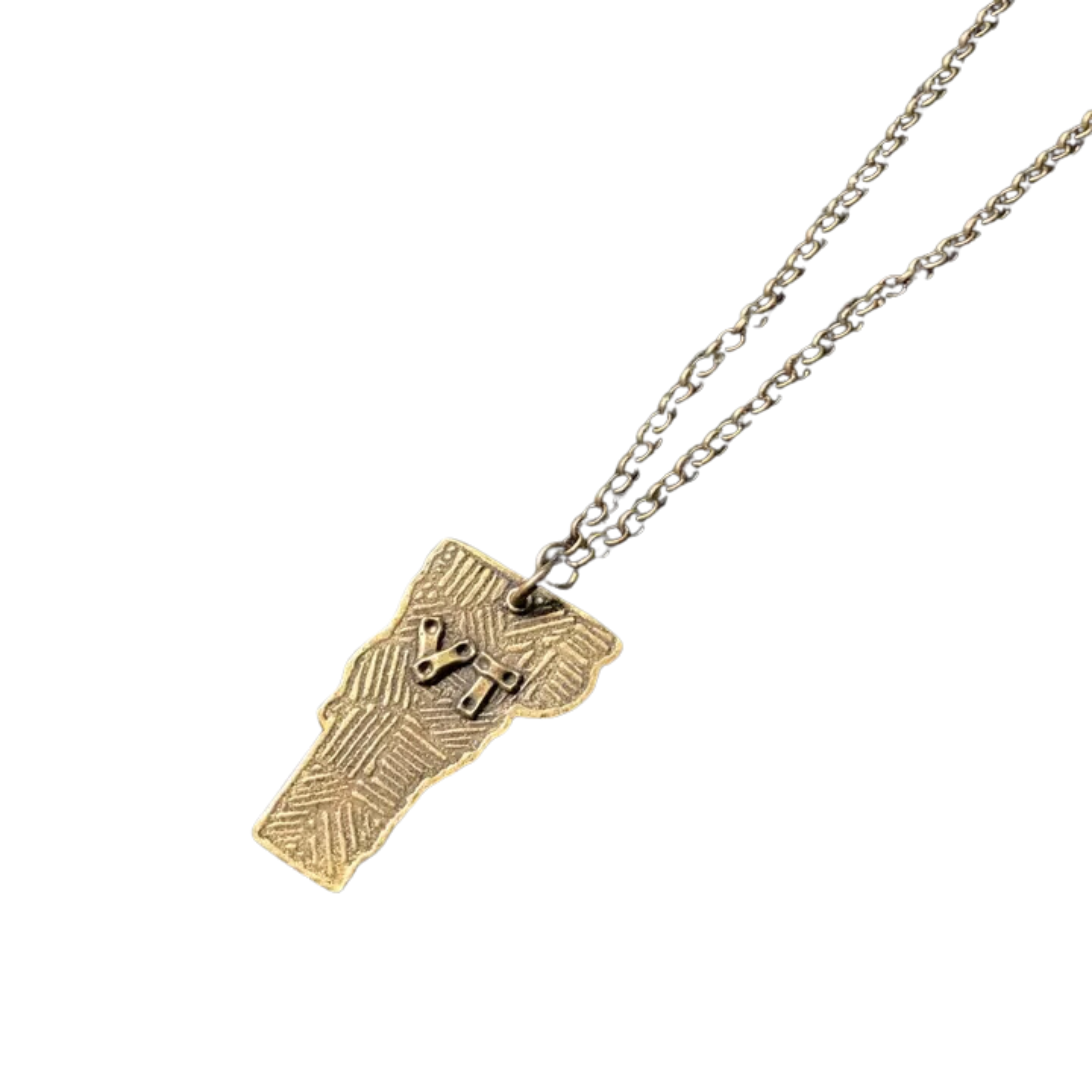 Image of Large Brass Vermont Pendant Necklace