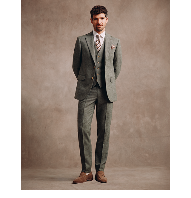 Slim Fit Sage Herringbone Suit
