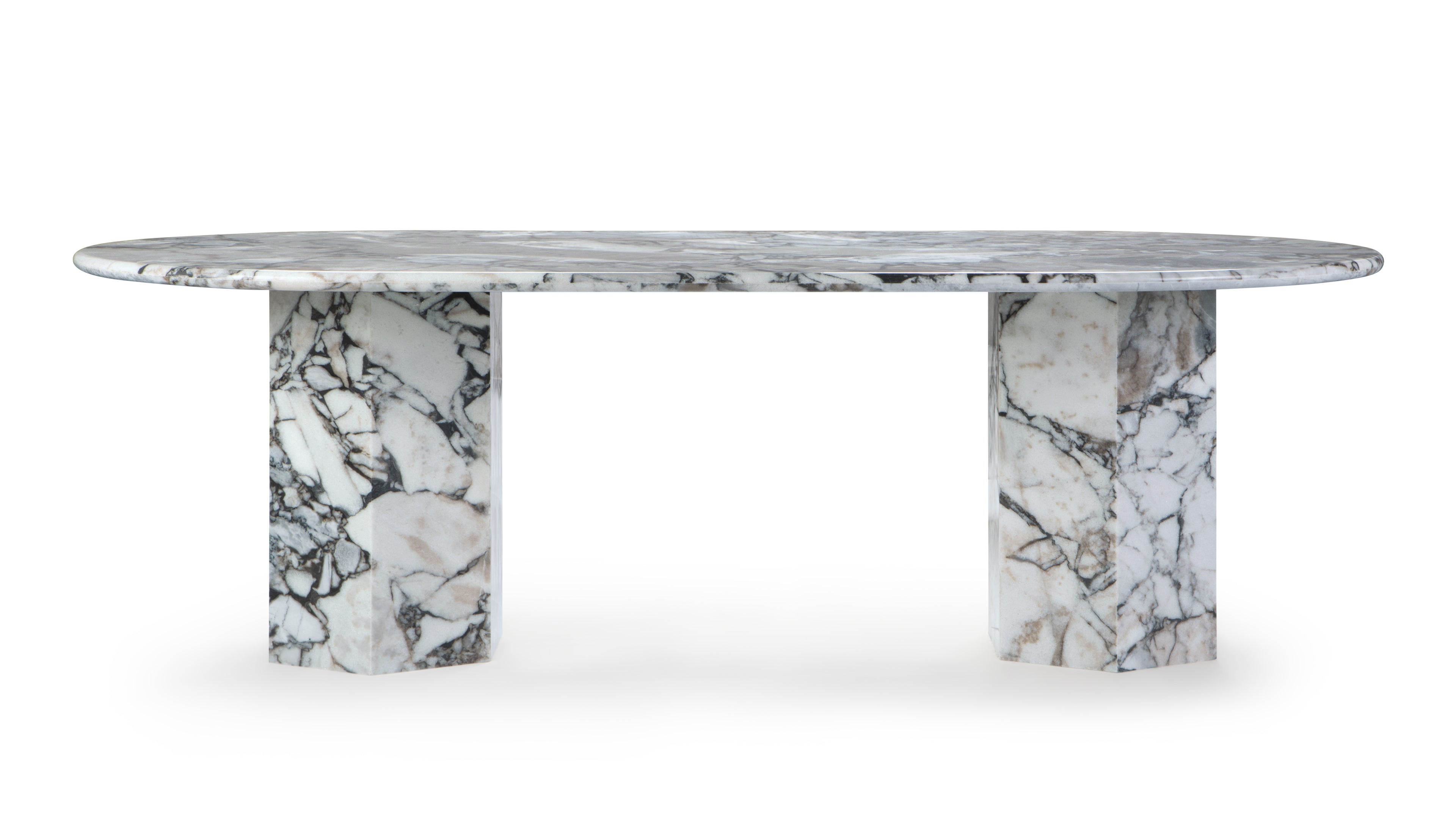 Image of Saga - Saga Oval Dining Table, Modellato Marble, 94in | FINAL SALE